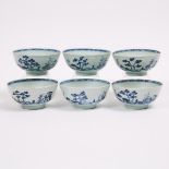 A Set of Six 'Scholar on Bridge' Pattern Small Bowls from the Nanking Cargo, Qianlong Period, Circa