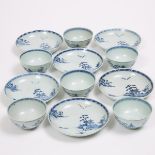 A Set of Twelve 'Flying Geese' Pattern Bowls and Saucer Dishes from the Nanking Cargo, Qianlong Peri