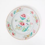 A Famille Rose Plate with Flowers, Yongzheng Period, 18th Century, 雍正时期 十八世纪 粉彩牡丹纹盘, diameter 9.1 in