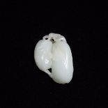 A White Jade 'Melon and Butterfly' Carving, Qing Dynasty, 清 白玉雕'瓜瓞绵绵'佩, length 2.4 in — 6.2 cm