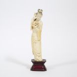 A Chinese Ivory Figure of a Lady, Republican Period, 民国时期 中国牙雕仕女像, height 13 in — 33 cm