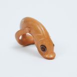 Michael Birch (1926-2008), A Boxwood Netsuke of a Leaping Carp, length 2.1 in — 5.3 cm