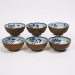 A Set of Six 'Batavian' Floral Bowls from the Nanking Cargo, Qianlong Period, Circa 1750, 乾隆时期 约175