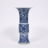 A Blue and White Gu Vase, 青花缠枝莲纹觚式瓶, height 17.5 in — 44.5 cm