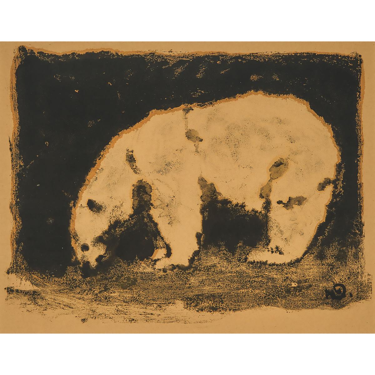 Henri Deluermoz (1876-1943), LION’S HEAD; GREY BEAR, CIRCA 1925, Two black pigment transfer prints, - Image 6 of 9