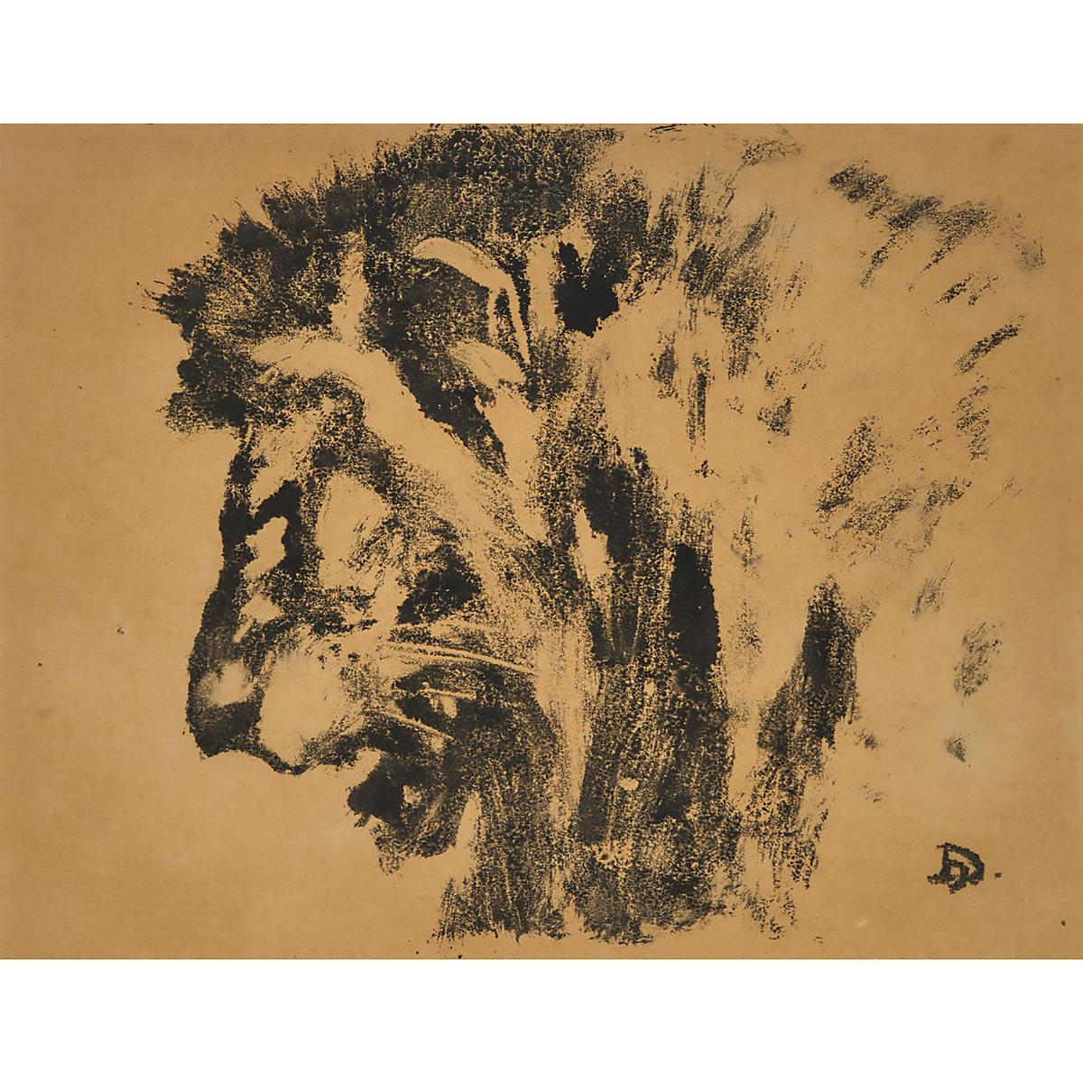 Henri Deluermoz (1876-1943), LION’S HEAD; GREY BEAR, CIRCA 1925, Two black pigment transfer prints, - Image 2 of 9