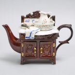 Paul Cardew (English), Victorian Washstand Teapot, 9/31, 1990s, length 10.6 in — 27 cm