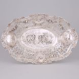 German Silver Moulded and Pierced Oval Dish, early 20th century, diameter 11.8 in — 30 cm