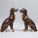 Pair of Chinese Export Porcelain Large Models of Seated Hounds, 19th/20th century, height 22.5 in —