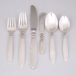 Danish Silver ‘Cactus’ Pattern Flatware Service, Gundorph Albertus for Georg Jensen, Copenhagen, 20t