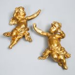 Pair of Continental Gilt Composite Figures of Cherubic Angels, 19th/20th century, approx. height 9 i