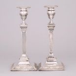 Pair of Old Sheffield Plate Table Candlesticks, c.1800, height 11.9 in — 30.3 cm (2 Pieces)