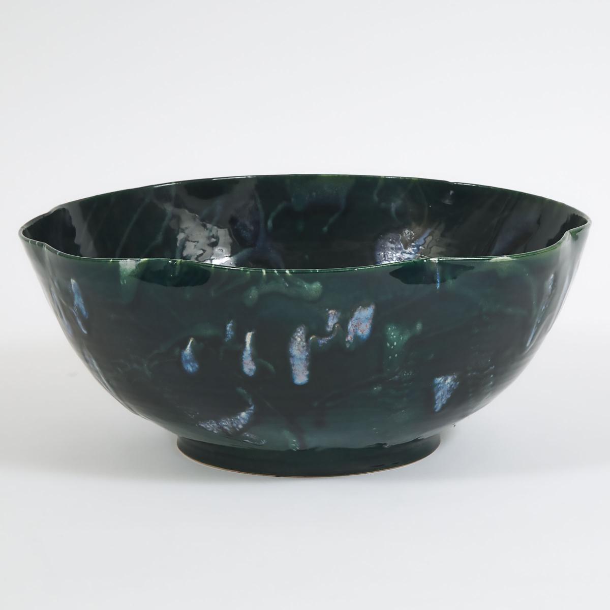Kayo O'Young (Canadian, b.1950), Large Green and Blue Glazed Bowl, 1993, height 6.7 in — 17 cm, diam - Image 2 of 3