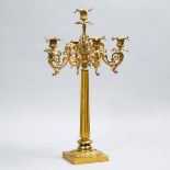 French Neo Gothic Gilt Bronze Five Light Candelabra, c.1870, height 26 in — 66 cm