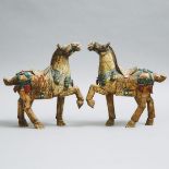 Pair of Chinese Bone Veneered Models of Horses, mid 20th century, height 11 in — 27.9 cm