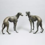 Pair of Garden Statuary Bronze Models of Greyhounds, 20th century, 32 x 28 in — 81.3 x 71.1 cm