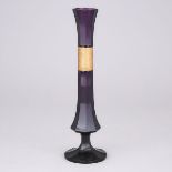 Moser Etched and Gilt Cut Amethyst Glass Vase, early 20th century, height 12 in — 30.5 cm