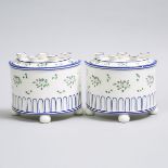 Pair of Spode Pearlware D-Shaped Bough Pots and Covers, c.1810, length 8.3 in — 21 cm (2 Pieces)