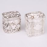 Two Dutch Silver Spice Boxes, 19th century, height 1.6 in — 4 cm; 1.8 in — 4.5 cm (2 Pieces)