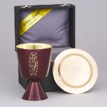 Canadian Silver-Gilt and Enameled Metal Chalice and Paten, Arthur Guyot & Fils Ltée., Montreal, Que,