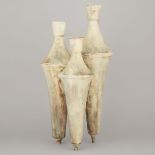 Brooklin Pottery Triple Vase Form Three-Light Candelabrum, Theo and Susan Harlander, c.1970, height