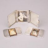 Continental Silver Triptych Pocket Photograph Frame and Two French Silver Plated Frames, 20th centur
