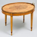 English Inlaid Walnut and Satinwood Tea Tray on Stand, early 19th century and Later, 22.5 x 29 x 21.