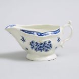 Worcester Blue and White 'Strap Flute Floral' Sauce Boat, c.1775, length 7.9 in — 20 cm