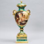 Large 'Vienna' Covered Vase of 'Confidantes', early 20th century, height 29.7 in — 75.5 cm