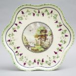 English Painted Creamware Hexafoil Tray, early 19th century, diameter 15.7 in — 40 cm