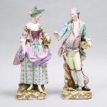 Pair of Meissen Large Figures of a Lady and Gentleman, late 19th century, height 19.3 in — 49 cm; 18