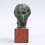 Barbedienne Bronze Model of the Head of a Goddess, After the Ancient, mid 20th century, height 8.7 i