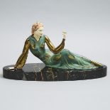 French School Art Deco Figural Mantle Scupture, c.1930, height 10 in — 25.4 cm, length 18.25 in — 46