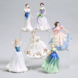 Six Royal Doulton Figures, 20th century, largest height 9.1 in — 23 cm (6 Pieces)
