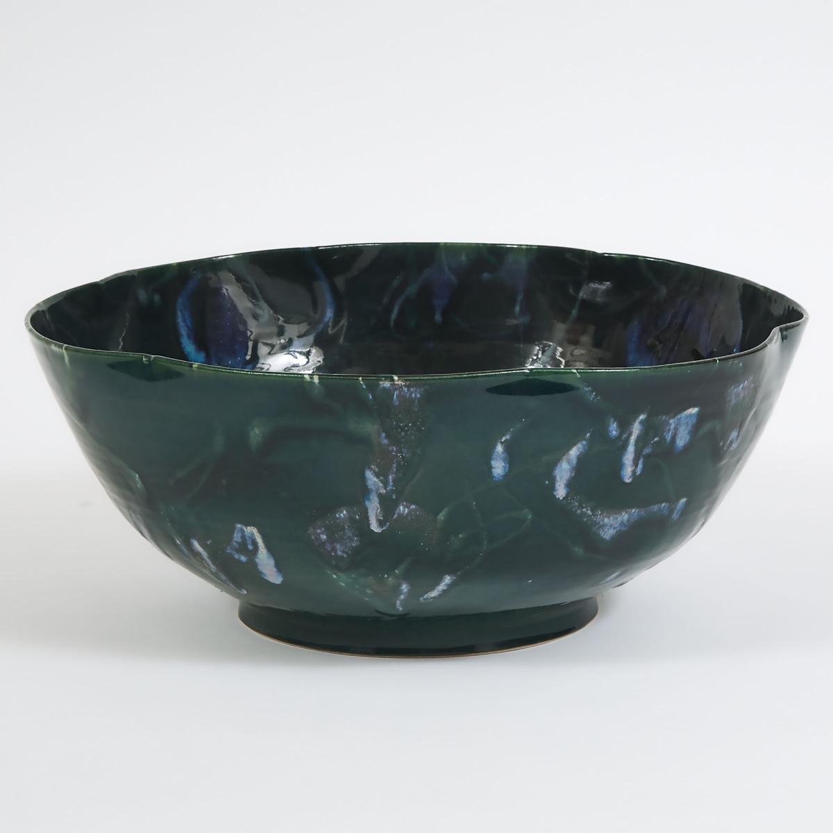 Kayo O'Young (Canadian, b.1950), Large Green and Blue Glazed Bowl, 1993, height 6.7 in — 17 cm, diam