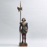 French Carved, Polychromed and Parcel Gilt Figure of St. Joan of Arc, mid 19th century, height 48.4