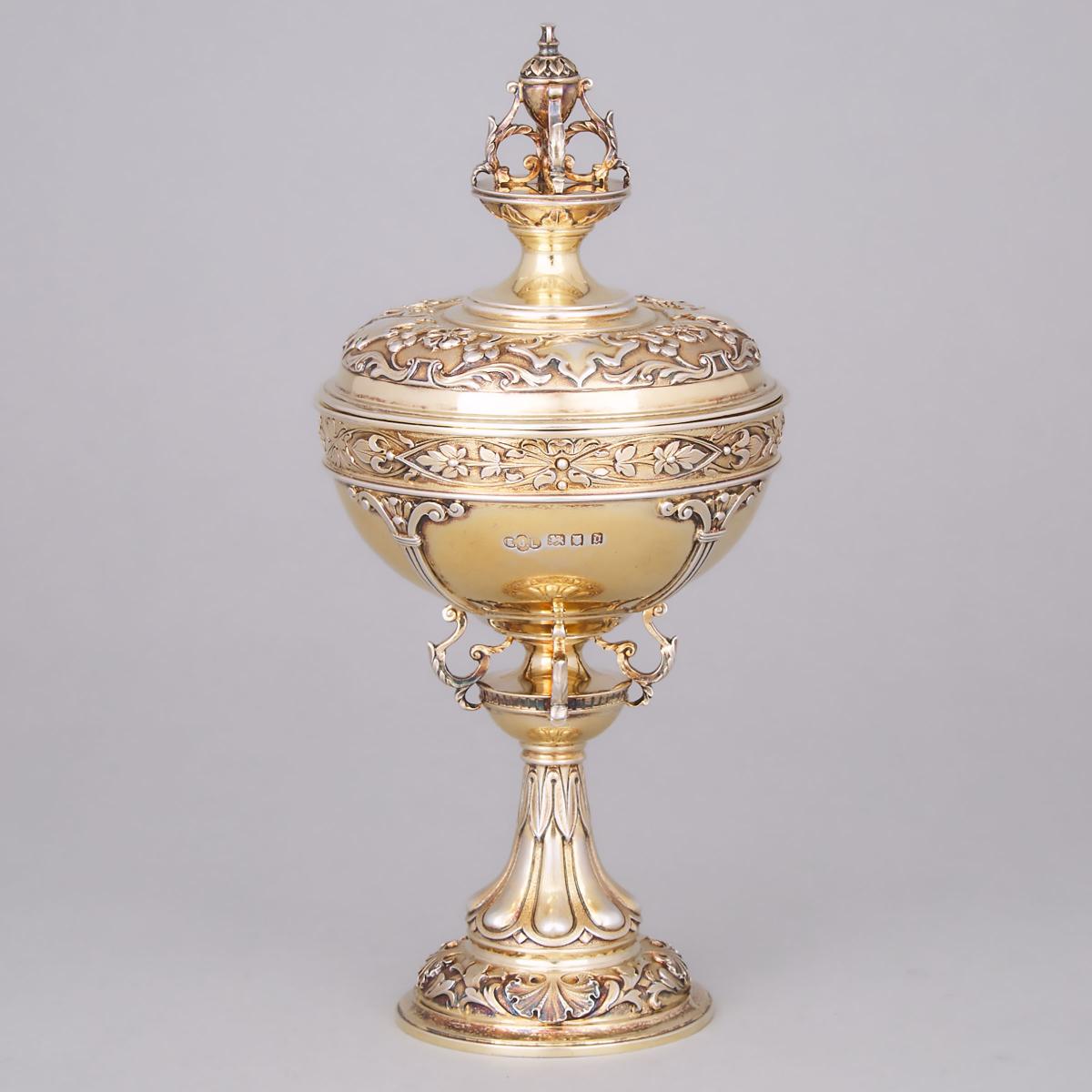 English Silver-Gilt Covered Cup, Ernest J. Lowe, London, 1919, height 8.2 in — 20.8 cm