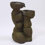 Stoneware Figural Garden Fountain, 20th century, height 39 in — 99.1 cm