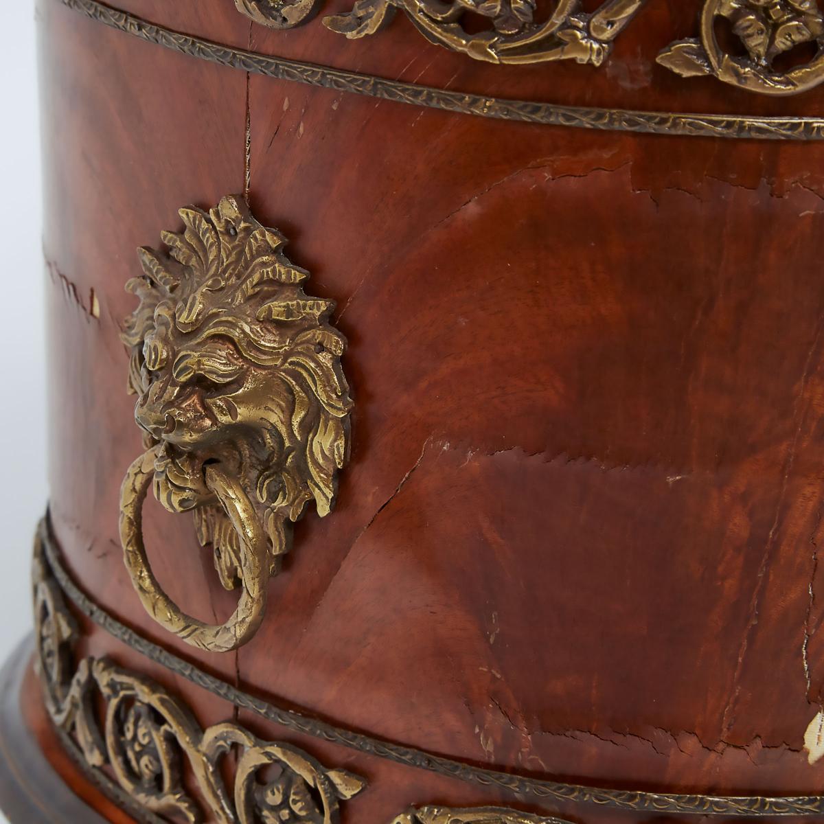 Large French Ormolu Mounted Oval Mahogany Jardiniere on Stand, c.1900, 24 x 36 x 19 in — 61 x 91.4 x - Image 4 of 5