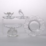 Group of Lalique Moulded and Frosted Glass Articles, 20th century, bowl diameter 5.6 in — 14.2 cm (4