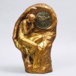 Friedrich Goldscheider Art Nouveau Figural Clock, c.1900, height 20.5 in — 52.1 cm