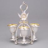 Early Victorian Silver Four-Cup Egg Cruet, Samuel Roberts & Co., Sheffield, 1837, height 7.7 in — 19