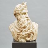 Italian White Marble Bust of Moses after Michaelangelo, 19th century, height 21 in — 53.3 cm