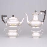 English Silver Tea and Coffee Service, Emile Viner, Sheffield, 1949, coffee pot height 8.5 in — 21.7