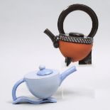 Richard Baxter (English), Two Teapots, 1990s, tallest height 9.4 in — 24 cm (2 Pieces)