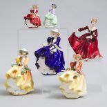 Six Royal Doulton Figures, 20th century, largest height 5.9 in — 19 cm (6 Pieces)