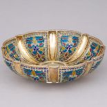 Russian Silver-Gilt and Plique à Jour Enamel Lobed Bowl, Ivan Khlebnikov, Moscow, c.1896-1908, diame