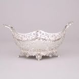 English Silver Pierced Oval Two-Handled Basket, for Henry Birks, Josiah Williams & Co., London, 1919