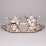 Italian Silver Tea and Coffee Service, 20th century, tray length 26.6 in — 67.5 cm (5 Pieces)