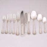 French Silver Plated ‘Malmaison’ Pattern Flatware Service, Christofle, 20th century (138 Pieces)